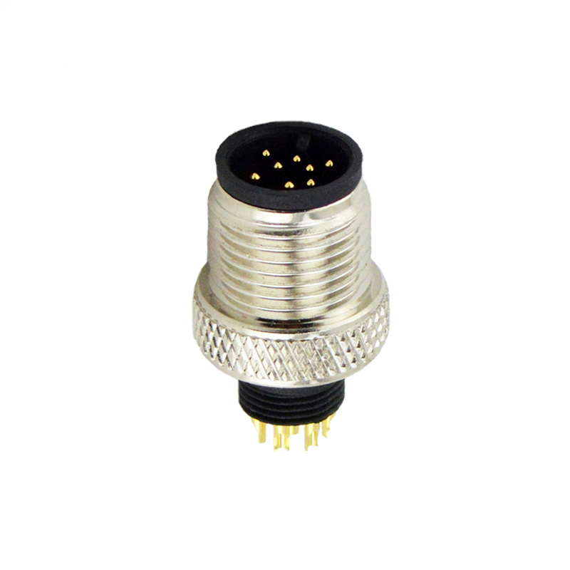 M12 8pins A code male moldable connector,unshielded,brass with nickel plated screw
